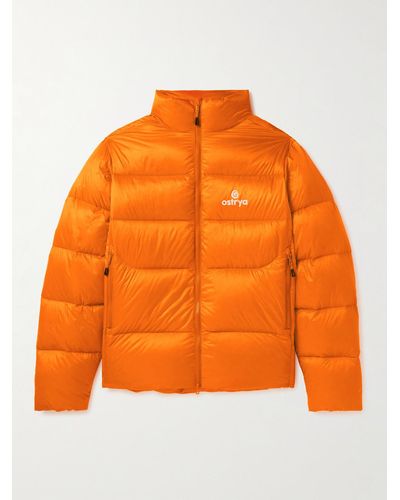 Ostrya Throwing Fits Squall Logo-print Quilted Ripstop Down Jacket - Orange