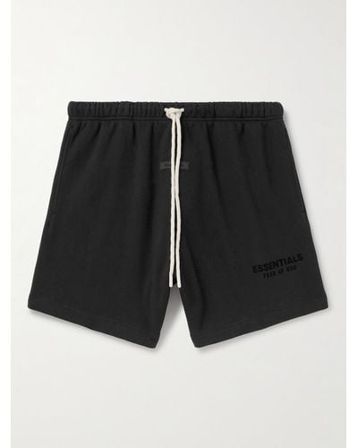 Fear Of God Gerade geschnittene Shorts aus Jersey aus einer Baumwollmischung mit Kordelzugbund und Logoapplikation - Schwarz