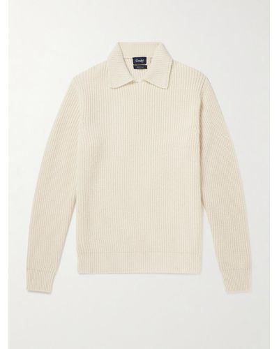 Drake's Integral Ribbed Wool And Alpaca-blend Sweater - Natural