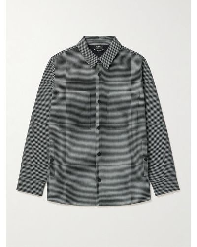 A.P.C. Tibor Checked Cotton Blouson Jacket - Grey
