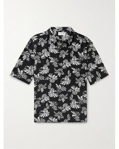 Saint Laurent Polohemd aus Seiden-Chemise mit Print - Schwarz