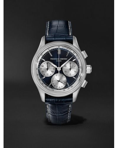 Frederique Constant Manufacture Classic Flyback Automatic Chronograph 42mm Stainless Steel And Alligator Watch - Black