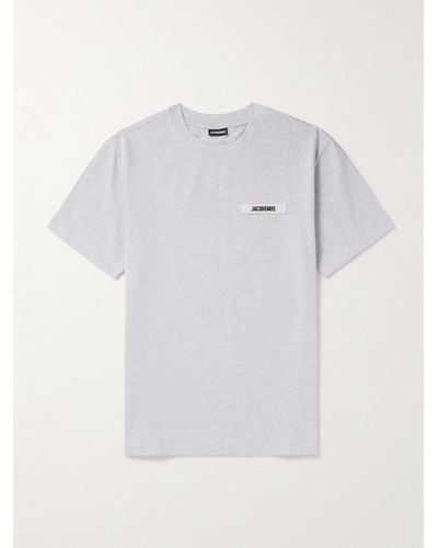 Jacquemus Grosgrain-trimmed Logo-embroidered Cotton-jersey T-shirt - White