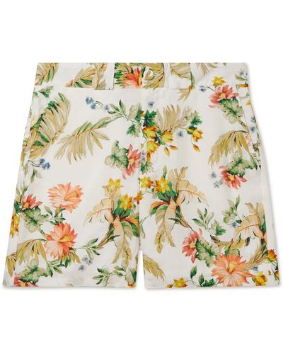 Erdem Lucas Straight-leg Floral-print Linen Bermuda Shorts - White