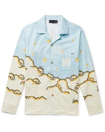 Amiri Sunscape Camp-collar Printed Cotton-flannel Shirt - Blue