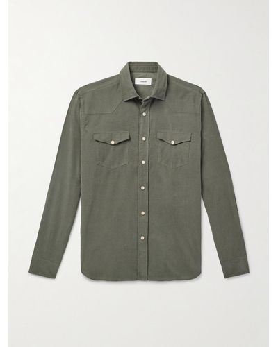 Lardini Hemd aus Baumwollcord im Western-Stil - Grün