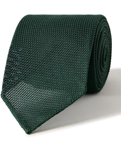 Drake's 8cm Silk-grenadine Tie - Green