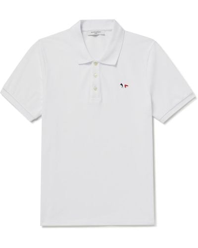 Maison Kitsuné Logo-appliquéd Cotton-piqué Polo Shirt - White