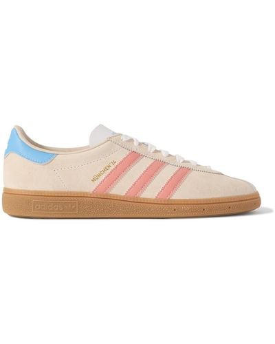 adidas Originals München 24 Leather-trimmed Suede Sneakers - Pink