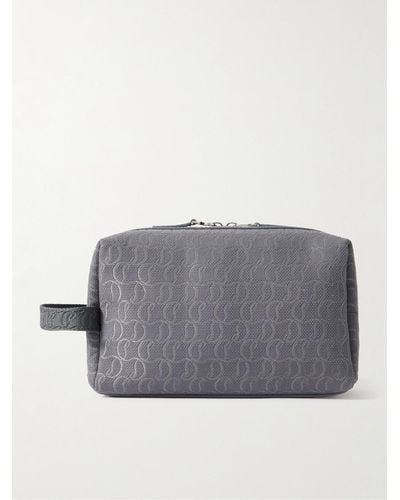 Christian Louboutin Zip N Flap Leather-trimmed Logo-jacquard Canvas Pouch - Grey