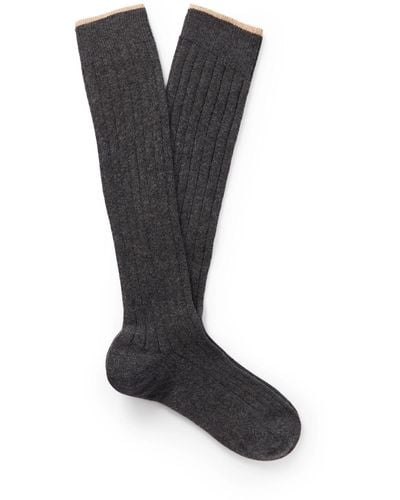 Brunello Cucinelli Ribbed Cashmere Socks - Black