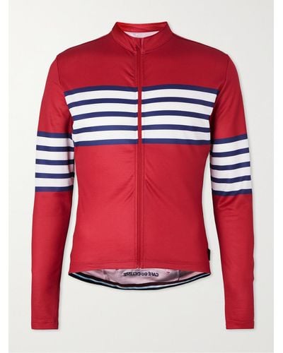Café du Cycliste Claudette Striped Recycled Cycling Jersey - Red