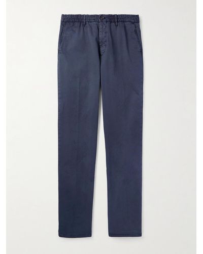 Incotex Pantaloni slim-fit in gabardine di cotone stretch - Blu