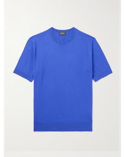 Zegna T-Shirt aus Baumwolle - Blau