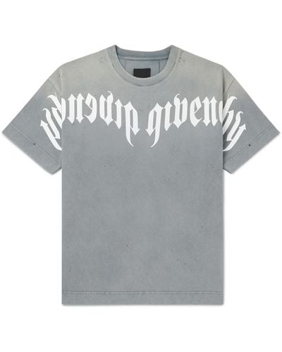 Givenchy Distressed Logo-print Cotton-jersey T-shirt - Gray