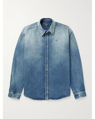 Balenciaga Camicia in denim effetto consumato - Blu