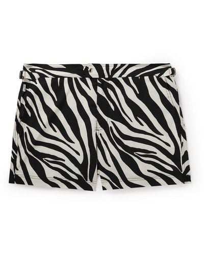 Tom Ford Slim-fit Short-length Zeba-print Swim Shorts - Black