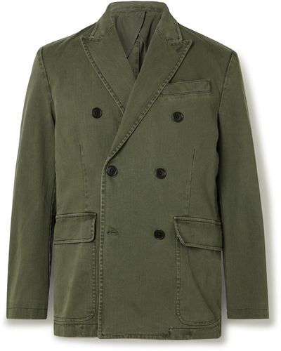 Alex Mill Double-breasted Garment-dyed Bedford Cotton-corduroy Suit Jacket - Green