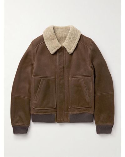 Yves Salomon Shearling-lined Suede Jacket - Brown