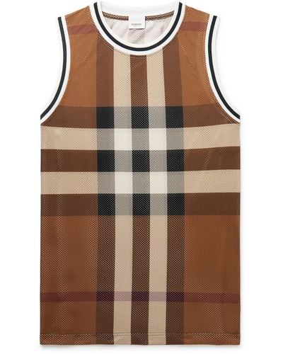 Burberry Checked Mesh Tank Top - Brown