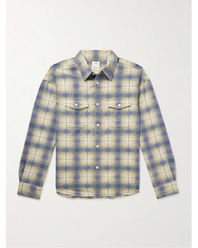 Visvim Pioneer Checked Brushed Cotton-flannel Shirt - Blue