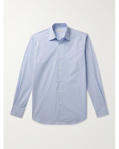 Saman Amel Hemd aus gestreifter Baumwollpopeline - Blau