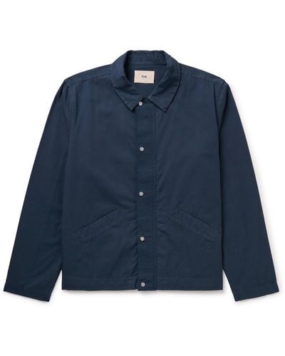 Folk Signal Garment-dyed Cotton-twill Coach Jacket - Blue