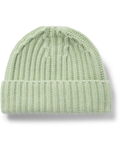 SSAM Ribbed Cashmere Beanie - Green