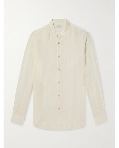 Boglioli Grandad-collar Linen Shirt - White
