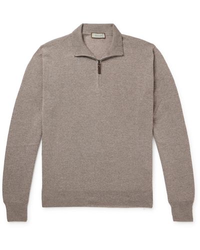 Canali Slim-fit Wool Half-zip Sweater - Gray