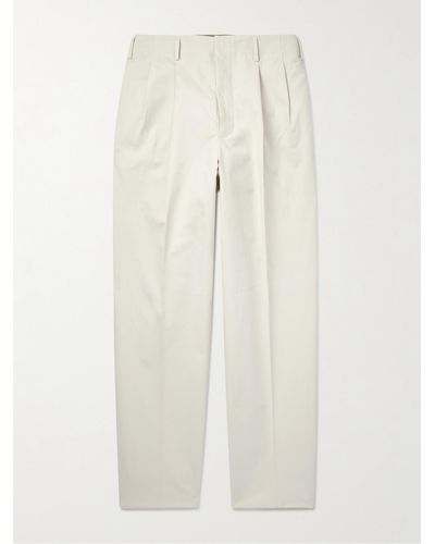 Loro Piana Gosen Straight-leg Pleated Cotton-blend Trousers - White