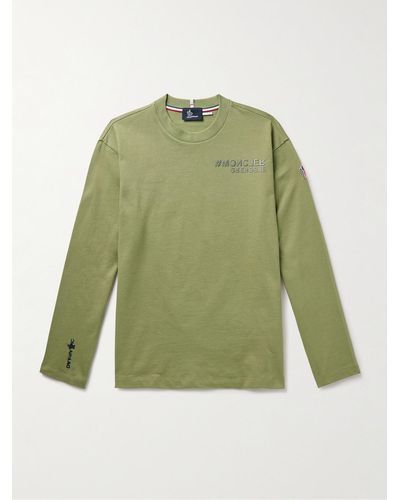 3 MONCLER GRENOBLE Maglia in jersey di cotone con logo applicato - Verde