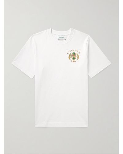 Casablancabrand Joyaux D'afrique Tennis Club Logo-print Organic Cotton-jersey T-shirt - White