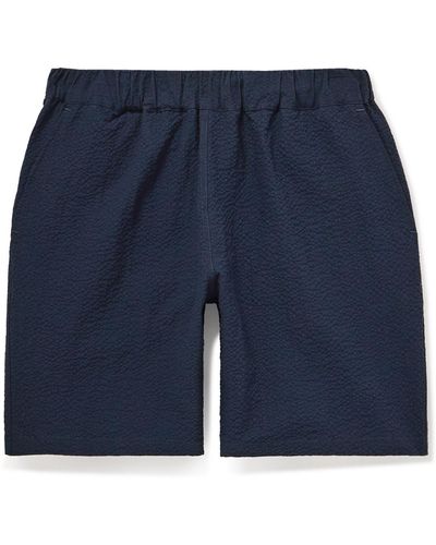 Richard James Straight-leg Cotton-blend Seersucker Shorts - Blue