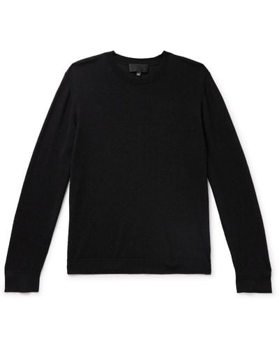 Nili Lotan Cory Slim-fit Wool And Silk-blend Sweater - Black