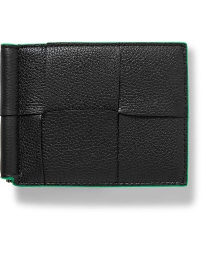 Bottega Veneta Cassette Intrecciato Full-grain Leather Bifold Cardholder With Money Clip - Black