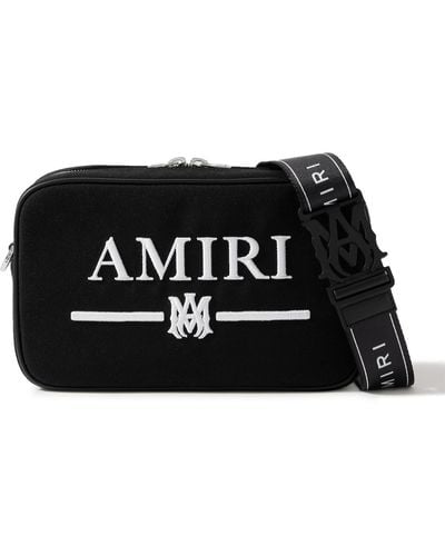 Amiri Leather-trimmed Logo-embroidered Canvas Messenger Bag - Black