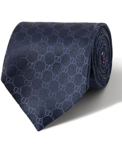 Gucci 8cm Logo-jacquard Silk Tie - Blue