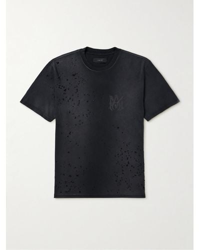 Amiri Shotgun Logo-print Distressed Cotton-jersey T-shirt - Black