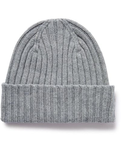 MR P. Cairn Ribbed Cashmere Beanie - Gray