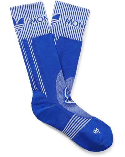 Moncler Genius Adidas Originals Logo-jacquard Ribbed Recycled Stretch-knit Socks - Blue