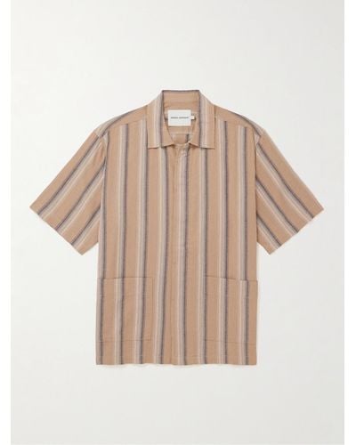 General Admission Striped Cotton And Linen-blend Shirt - Natural