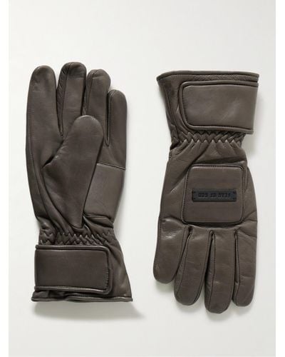 Fear Of God Wattierte Handschuhe aus Leder mit Logoapplikation - Schwarz
