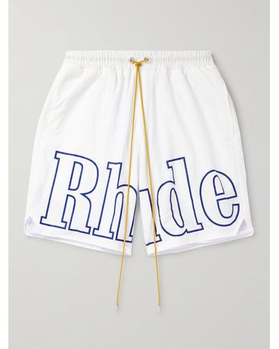 Rhude Gerade geschnittene Shorts aus Nylon mit Logoprint und Kordelzugbund - Mettallic