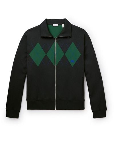 Burberry Argyle Jacquard-knit Zip-up Track Jacket - Green