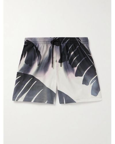 Dries Van Noten Straight-leg Mid-length Printed Swim Shorts - Blue
