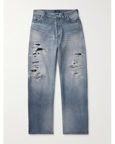 Balenciaga Pantaloni in molleton di cotone Trompe L'oeil - Blu