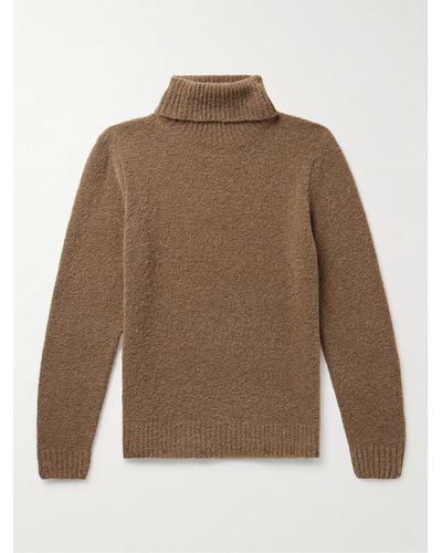 Canali Slim-fit Wool-blend Bouclé Rollneck Sweater - Brown