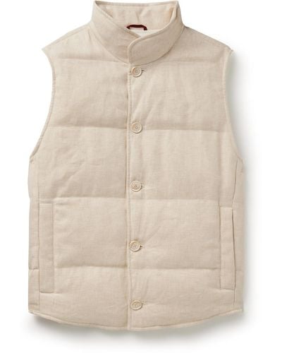 Brunello Cucinelli Slim-fit Quilted Padded Linen - Natural