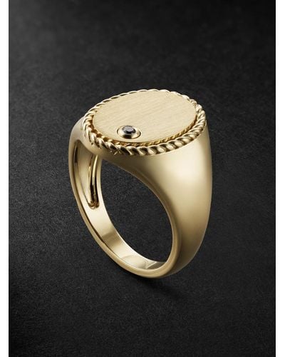 Yvonne Léon Gold Diamond Signet Ring - Metallic
